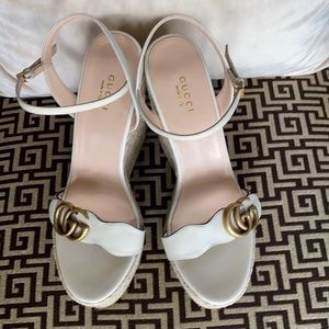 Gucci leather platform espadrille white